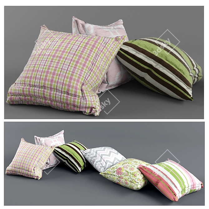 Plush Comfort Pillows 3D model image 1
