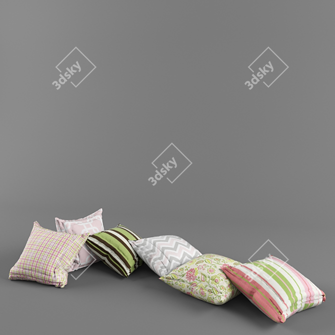 Plush Comfort Pillows 3D model image 2