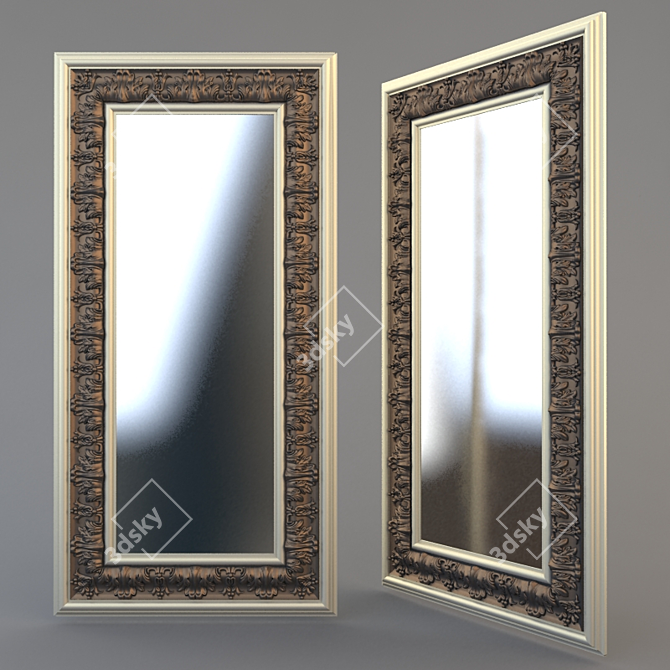 Decorative Carved Frame Mirror 3D model image 1