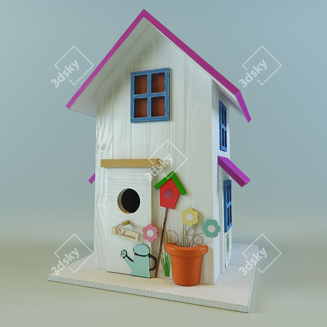 Charming Garden Birdhouse 3D model image 1