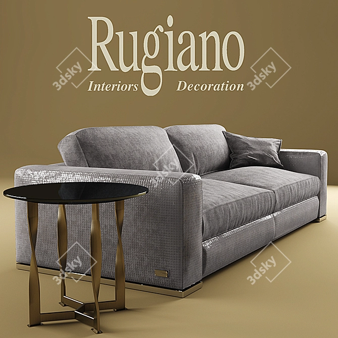 Luxury Textured Sofa 3D model image 2