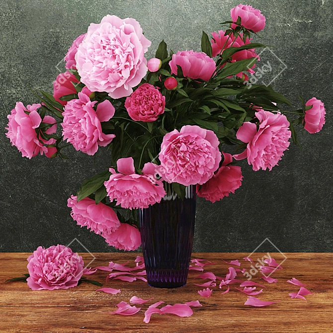 Silk Peonies: Vray-Rendered 3D Flowers 3D model image 1