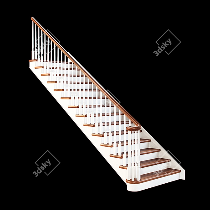 Elegant Single-Flight Staircase 3D model image 1