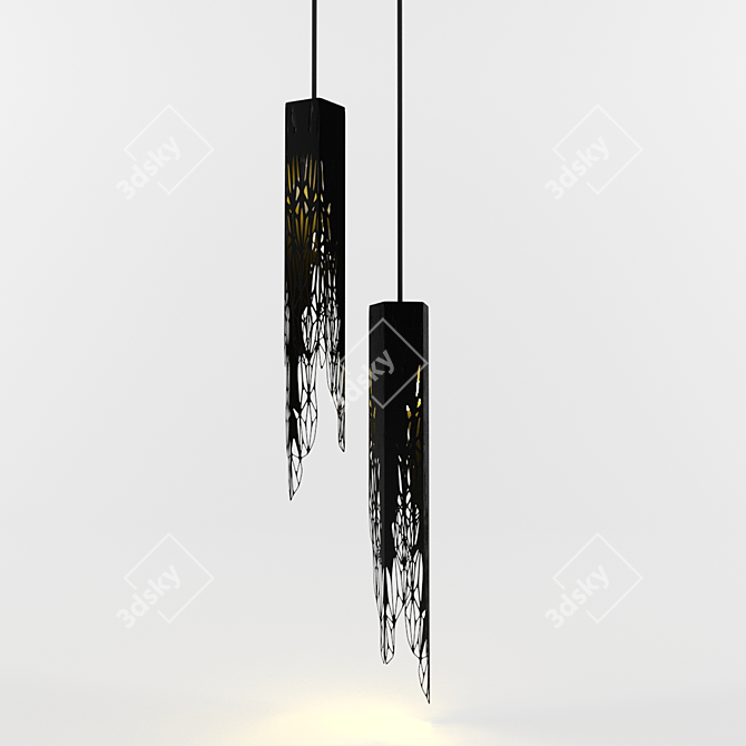 Sleek Metal Pendant Light 3D model image 1