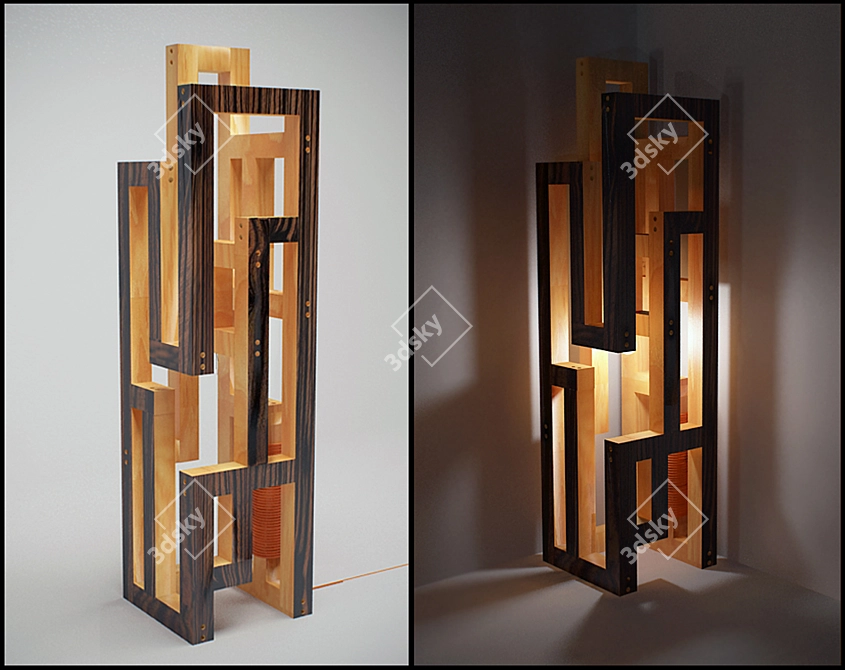 Sleek Pine LED Floor Lamp 3D model image 1