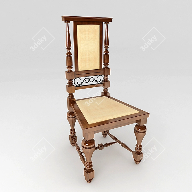 Vintage Walnut Desk Chair 3D model image 1