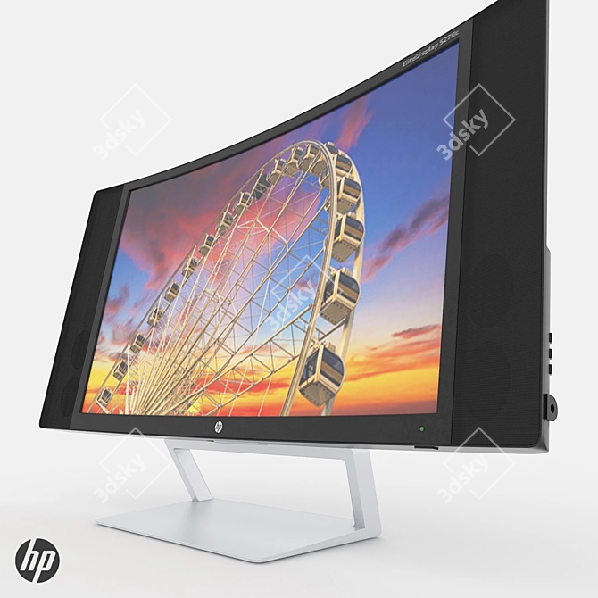 HP Elite Curved Monitor 3D model image 1