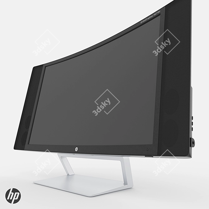 HP Elite Curved Monitor 3D model image 2