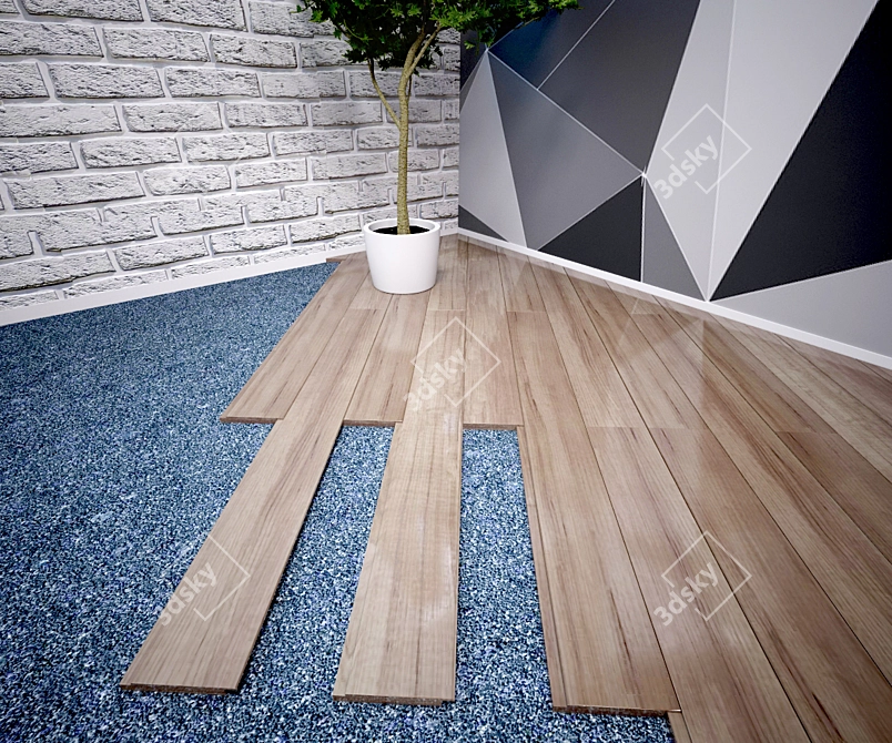 Elegant Oak Floorboards 3D model image 1