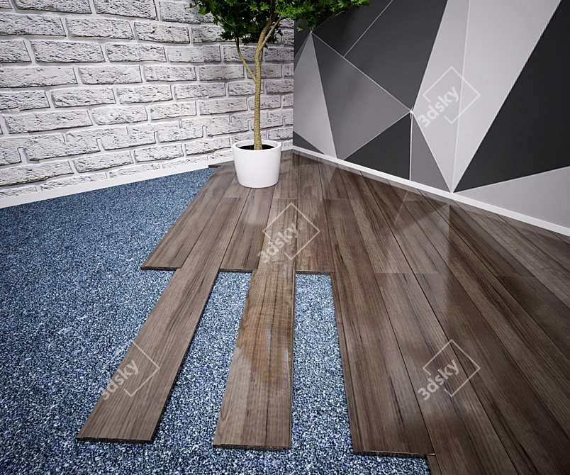 Exquisite Oak Flooring 3D model image 1