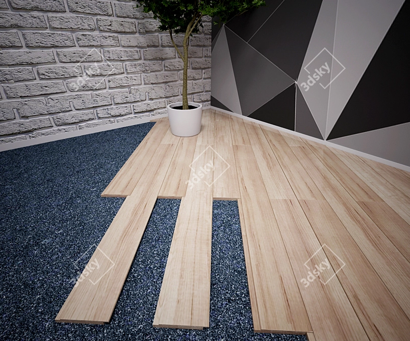 Wooden Parquet Flooring 3D model image 1