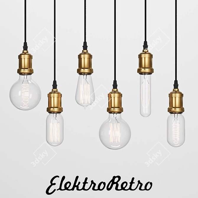 Vintage Glow: Electro Retro Bulbs 3D model image 1