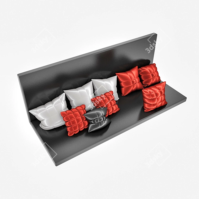 Sleek Silk Cushions Set 3D model image 1