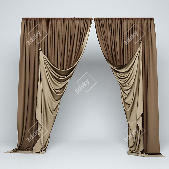 Symmetrical Curtain Set 3D model image 1