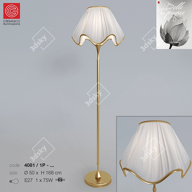 Belle Epoque Gold Floor Lamp 3D model image 1