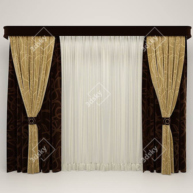 Universal Double Curtain Blind 3D model image 1