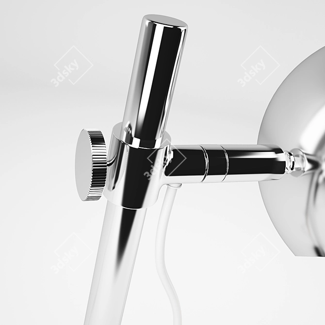 Sleek Chrome Retro Desk Lamp 3D model image 2