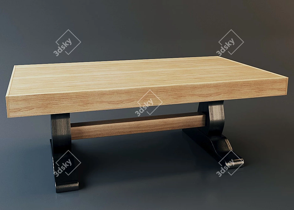 Rustic Modern Dining Table 3D model image 1
