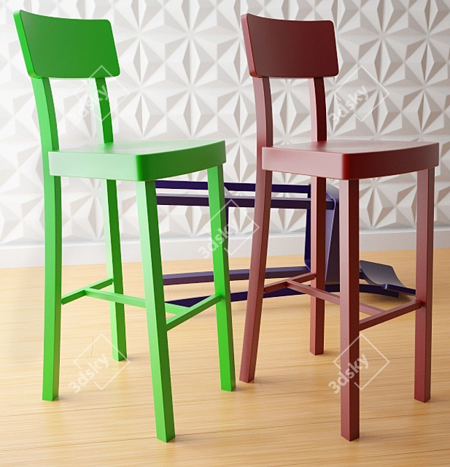 Elegant Mid-Century Doll High Stool 3D model image 1