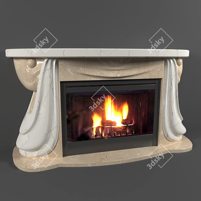 Contemporary Artisan Fireplace 3D model image 1