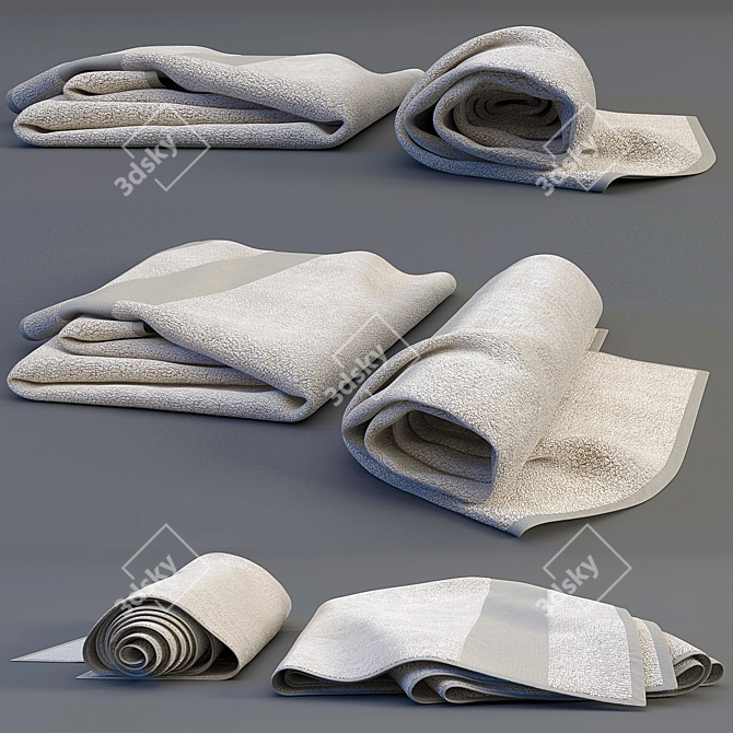 Luxury Rolled Towel: Soft and Stylish 3D model image 1