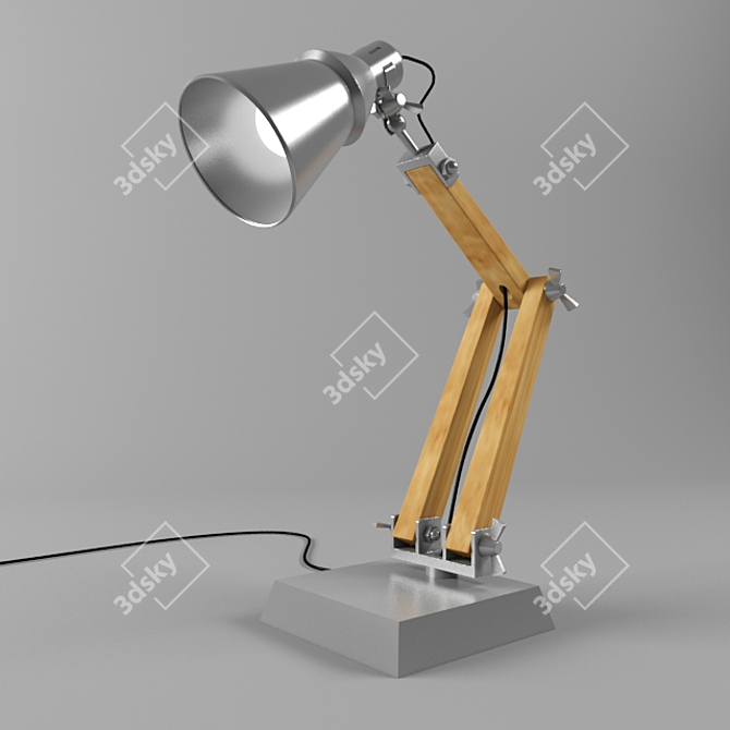 Rustic Wood and Metal Table Lamp 3D model image 1