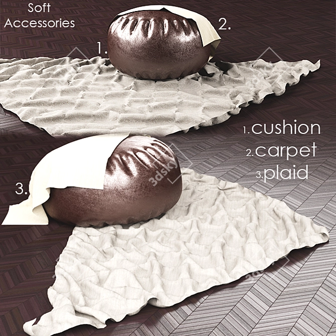 Cozy Comfort Bundle: Pillow, Mat & Blanket 3D model image 1