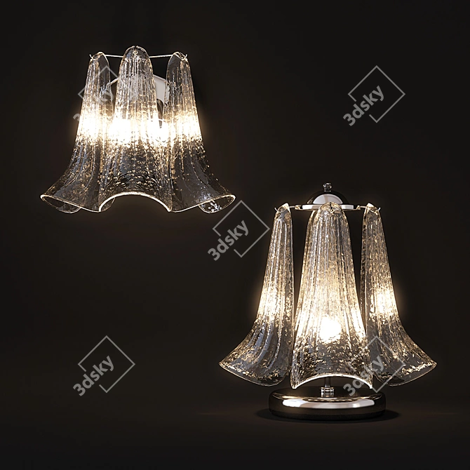 Elegant Opal Tulipani Lamp Set 3D model image 1