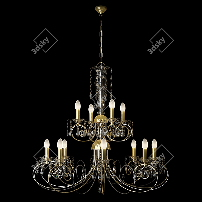 Luxury 12-Light Chandelier with Swarovski Crystal 3D model image 1