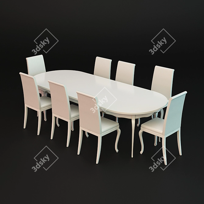 Elegant Dining Set with Chairs 3D model image 1