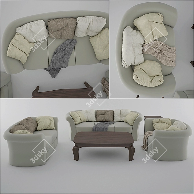 Ethnic 3-2-1 Seat Sofa Set 3D model image 1