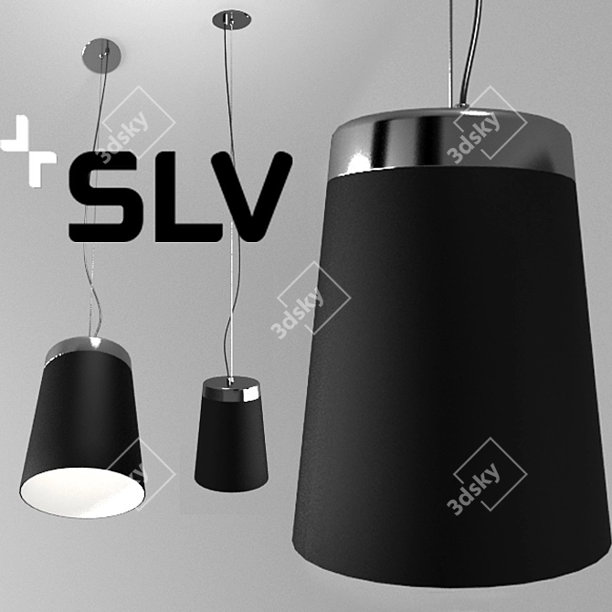 Black Satin Cone Pendant Light 3D model image 1