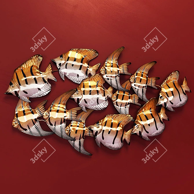 Pisces Metal Wall Panel 3D model image 1