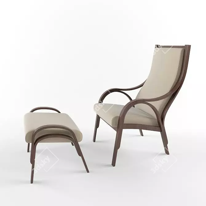 Elegant Italian Leather Armchair 3D model image 1