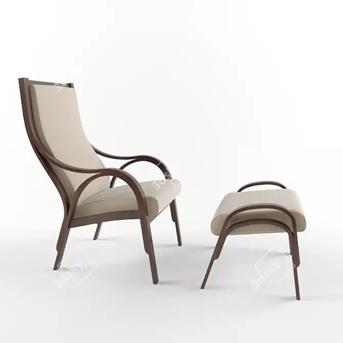 Elegant Italian Leather Armchair 3D model image 2