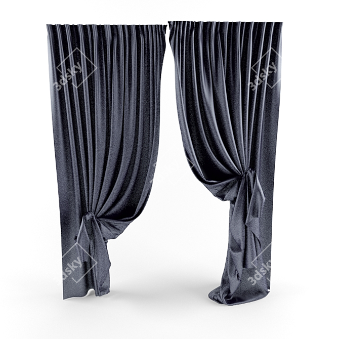 Elegant Blue Curtains 3D model image 1