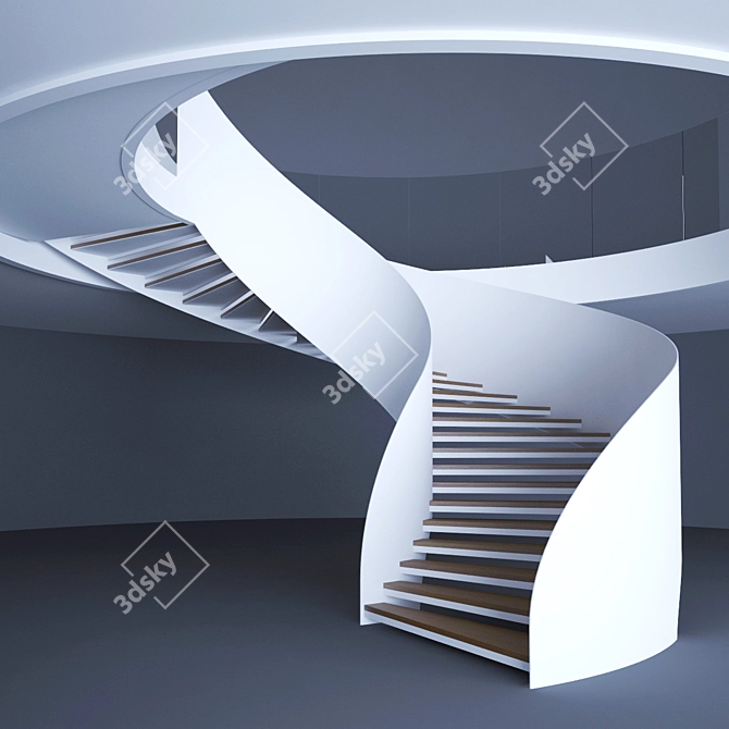 Elegant Spiral Staircase 3D model image 1