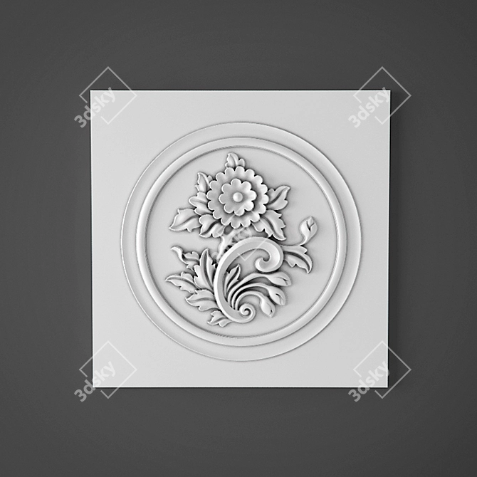 Elegant Bas-Relief Sculpture 3D model image 1