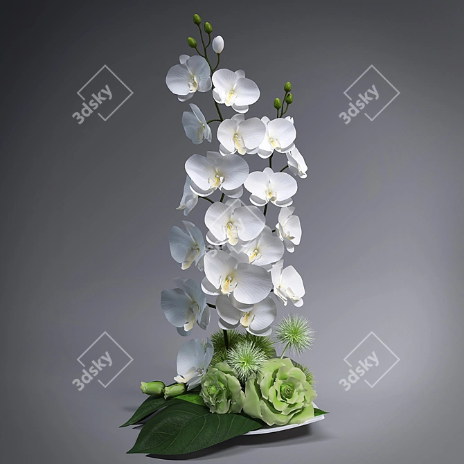 Elegant Orchid Ikebana 3D model image 1