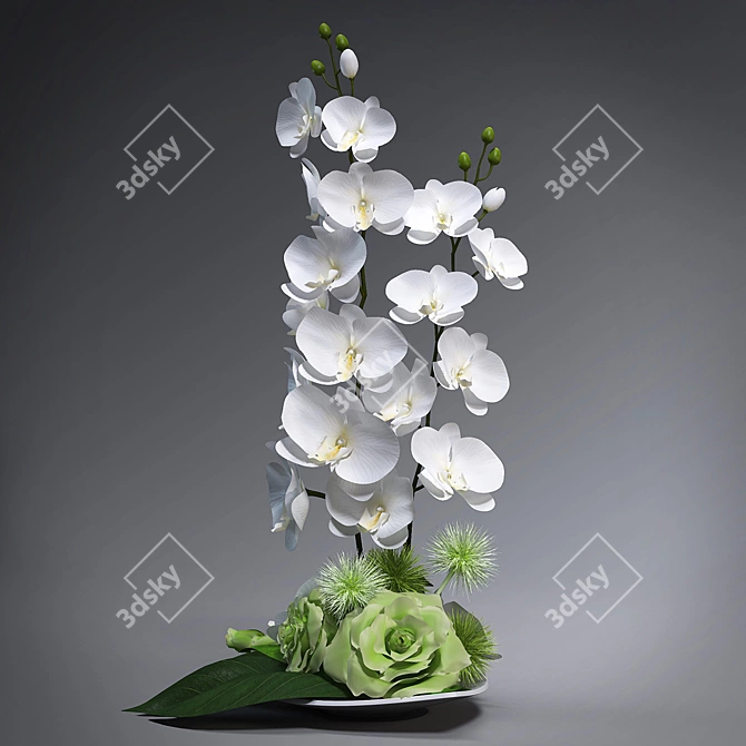 Elegant Orchid Ikebana 3D model image 2