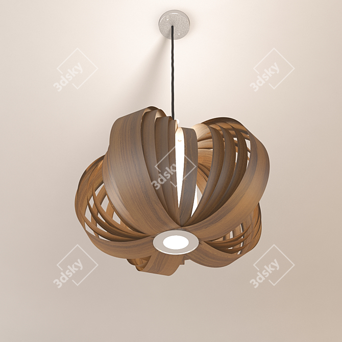 Rustic Wood Chandelier 3D model image 1