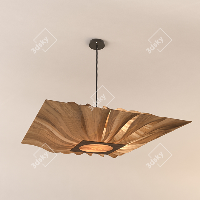 Wooden Square Chandelier 3D model image 1