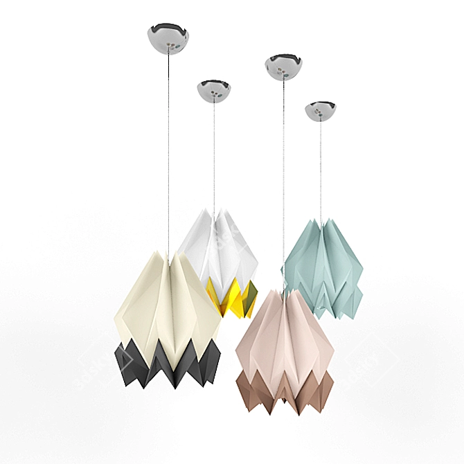 Elegant Origami Pendant Light 3D model image 1