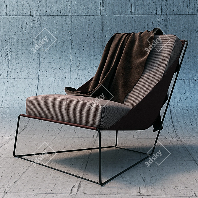 Cozy Chair with Throw Blanket 3D model image 1