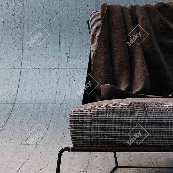 Cozy Chair with Throw Blanket 3D model image 2