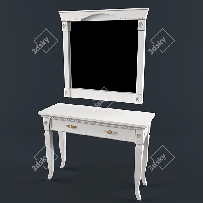 Elegant Vanity Set with Mirror 3D model image 1