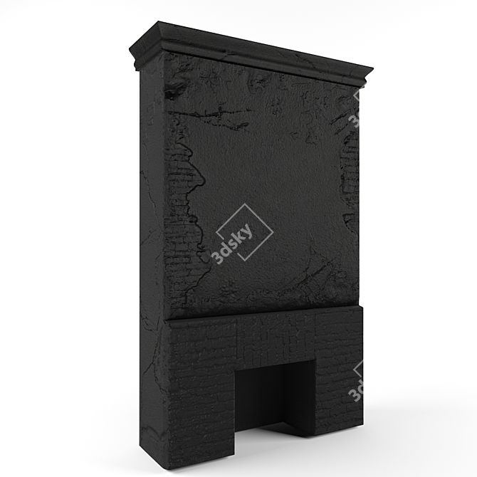 Sleek Black Decorative Fireplace 3D model image 1