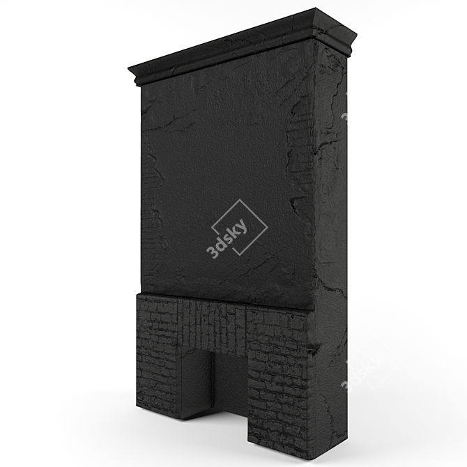 Sleek Black Decorative Fireplace 3D model image 2