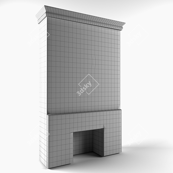Sleek Black Decorative Fireplace 3D model image 3