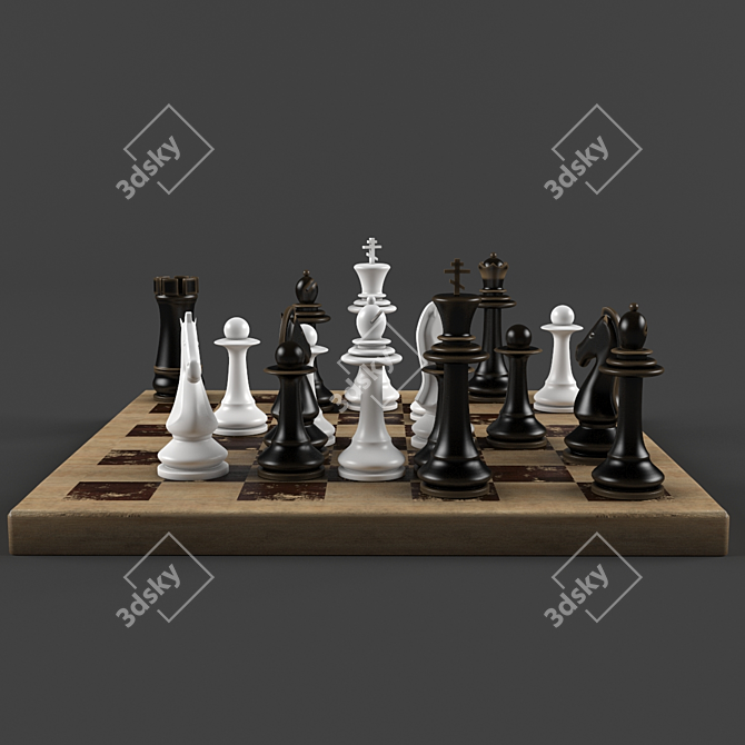 Classic Chess Set 3D model image 2